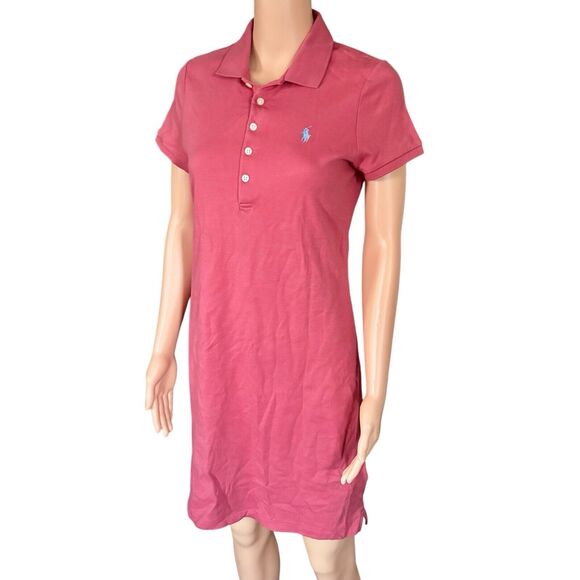 Ralph Lauren Size M Dusty Pink Cotton Polo Short Sleeve Dress Golf Pony Logo - Picture 1 of 6